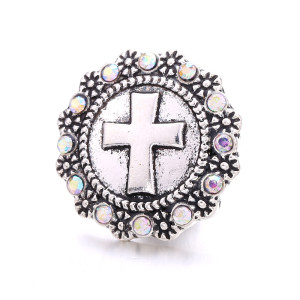 20MM cross design Rhinestone  Metal snap buttons