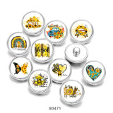 20MM Yellow Butterfly blessed  love  Print  glass snaps buttons