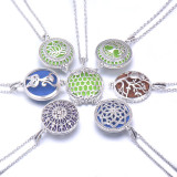 73cm chain Tree of life magnetite alloy aroma diffuser necklace owl photo box pendant carved hollow essential oil pendant