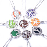 73cm chain Tree of life magnetite alloy aroma diffuser necklace owl photo box pendant carved hollow essential oil pendant