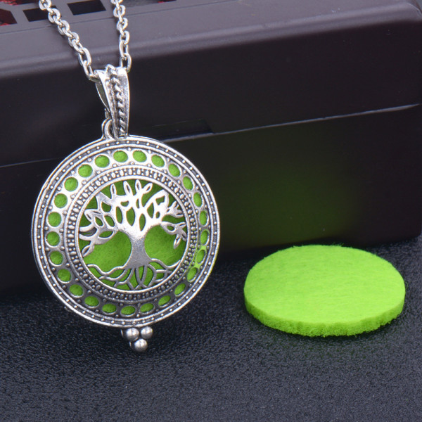 73cm chain Tree of life magnetite alloy aroma diffuser necklace owl photo box pendant carved hollow essential oil pendant