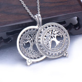 73cm chain Tree of life magnetite alloy aroma diffuser necklace owl photo box pendant carved hollow essential oil pendant