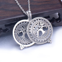 73cm chain Tree of life magnetite alloy aroma diffuser necklace owl photo box pendant carved hollow essential oil pendant