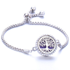 Stainless Steel Hollow Aromatherapy Openable Essential Oil Bracelet Tree of Life Adjustable Size Perfume Bracelet
