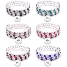 6pcs/lot rhinestones 3 turns wrap bracelet fit snaps jewelry