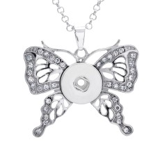 Butterfly  Necklace 80CM chain Colorful  metal  fit 20MM chunks snap button jewelry