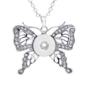 Butterfly  Necklace 80CM chain Colorful  metal  fit 20MM chunks snap button jewelry
