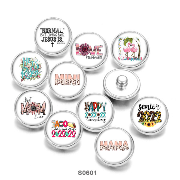 20MM MOM love MAMA  Print  glass snaps buttons