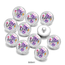 20MM Nana Mama gaga Gigi Cece Print  glass snaps buttons