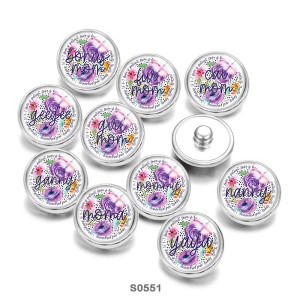 20MM words Flower geegee gaga Cat MOM Print  glass snaps buttons