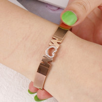 Love Heart shaped mom stainless steel open bangle bracelet mother's day jewelry gift