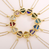 Love Stainless Steel 12 Birthstone MOM Heart Polished Pendant Necklace Mother's Day Gift