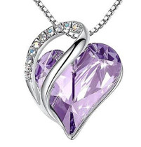 Heart Shaped Geometric Birthstone Necklace Jewelry Women's Clavicle Chain