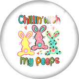 20MM Cross rabbit happy easter Print  glass snaps buttons