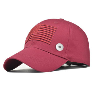 Hat Washed Distressed Letter Baseball Cap Classic American Flag Cotton Hat fit 18mm snap button jewelry