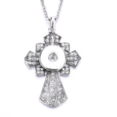 cross Necklace 80CM chain  metal  fit 20MM chunks snap button jewelry