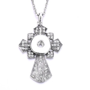 cross Necklace 80CM chain  metal  fit 20MM chunks snap button jewelry