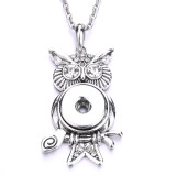 owl Necklace 80CM chain  metal  fit 20MM chunks snap button jewelry