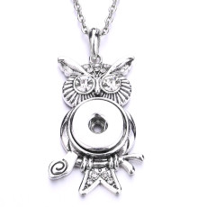 owl Necklace 80CM chain  metal  fit 20MM chunks snap button jewelry