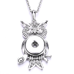 owl Necklace 80CM chain  metal  fit 20MM chunks snap button jewelry