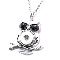 owl Necklace 80CM chain  metal  fit 20MM chunks snap button jewelry