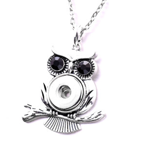 owl Necklace 80CM chain  metal  fit 20MM chunks snap button jewelry