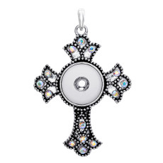 cross snap sliver Pendant  fit 20MM snap button jewelry