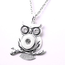owl Necklace 80CM chain  metal  fit 20MM chunks snap button jewelry