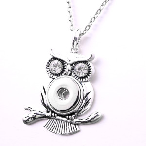 owl Necklace 80CM chain  metal  fit 20MM chunks snap button jewelry
