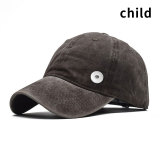 Children's washed cotton solid color light board baseball cap fit 18mm snap button jewelry