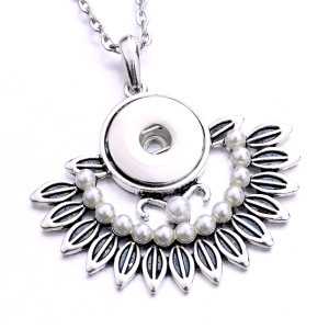 Pearl Necklace 80CM chain  metal  fit 20MM chunks snap button jewelry