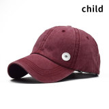 Children's washed cotton solid color light board baseball cap fit 18mm snap button jewelry