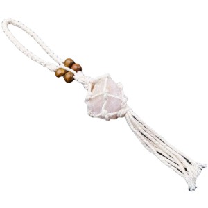 Natural Amethyst Pink Crystal White Crystal Rough Car Hanging Woven Ornament