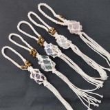 Natural Amethyst Pink Crystal White Crystal Rough Car Hanging Woven Ornament