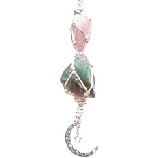 Natural stone car hanging Xingyue tree of life pendant Crystal ore color woven car ornament