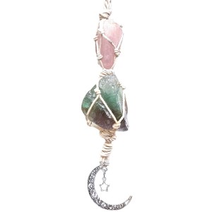 Natural stone car hanging Xingyue tree of life pendant Crystal ore color woven car ornament
