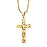 60CM Irish Knot Cross Stainless Steel Pendant Necklace