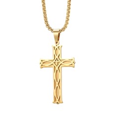 60CM Irish Knot Cross Stainless Steel Pendant Necklace