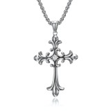 60CM Gothic Cross Diamond Stainless Steel Pendant Necklace
