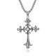 60CM Gothic Cross Diamond Stainless Steel Pendant Necklace