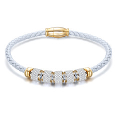 Stainless Steel Braided Leather Bracelet