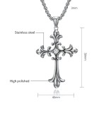 60CM Gothic Cross Diamond Stainless Steel Pendant Necklace