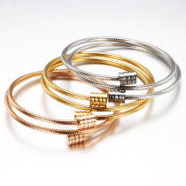 Three-color stainless steel double-layer cable bracelet with adjustable opening