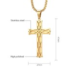 60CM Irish Knot Cross Stainless Steel Pendant Necklace