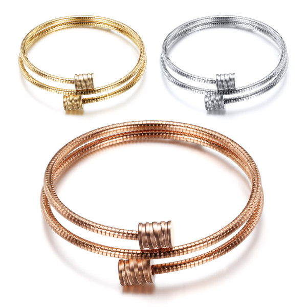 Three-color stainless steel double-layer cable bracelet with adjustable opening
