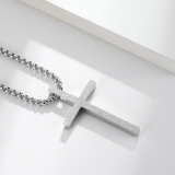60CM Stainless Steel Frosted Cross Necklace