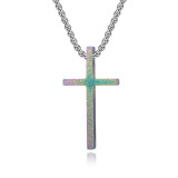 60CM Stainless Steel Frosted Cross Necklace