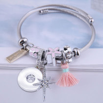 Devil's Eye Beaded Stainless Steel Bracelet Creative Tassel Full Diamond DIY Bracelet fit 20MM chunks snaps jewelry