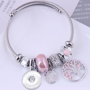 Stainless steel tree of life full of drills fit 20MM chunks snaps jewelry
