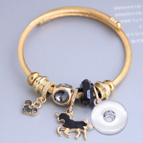 DIY Stainless Steel Bracelet Pink Love Unicorn Crystal Beads fit 20MM chunks snaps jewelry